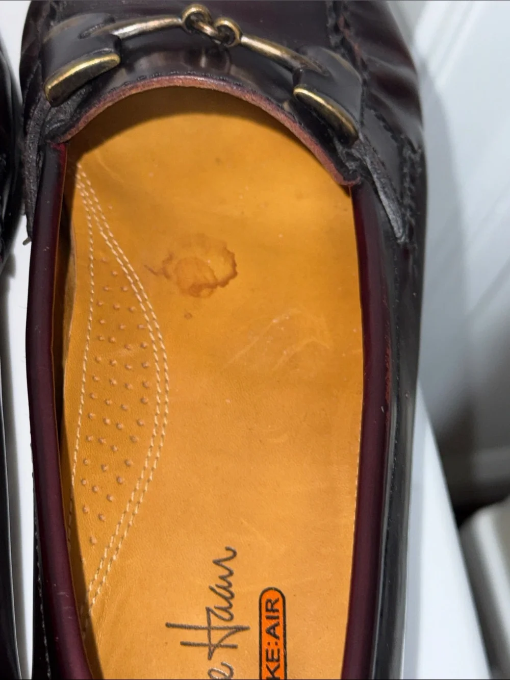 Men’s 9M Cole Haan Burgundy Leather Bit Loafers with Brass Hardware
